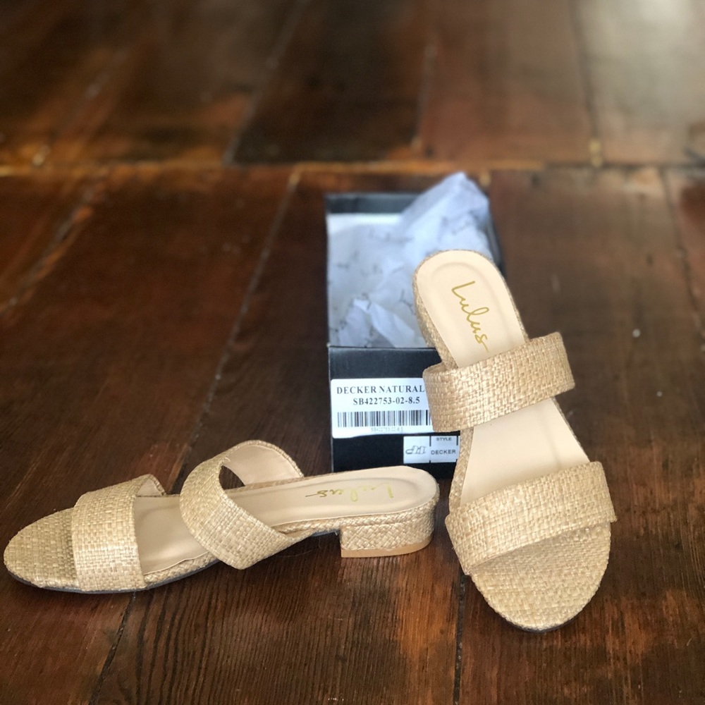 Lulu’s Natural Woven Slide Sandals